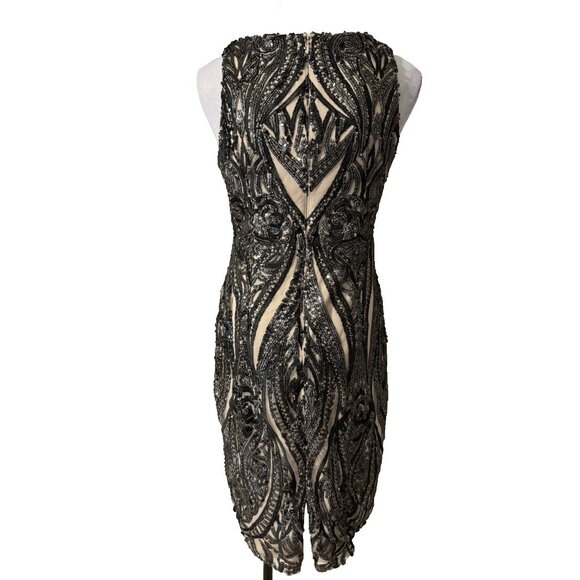 Adrianna Papell Sequin Dress 6 Champagne Bronze Pewter Wedding Party Cruise - Picture 10 of 16